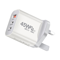 Bloc de chargeur mural USB C, chargeur 45W 3 ports Type C adaptateur secteur PD + chargeur multiport USB QC 3.0 pour iPhone 16/15
