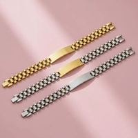 Bracelet simple en acier inoxydable pour homme, peut être gravé