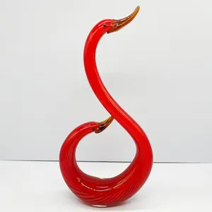 Glasblaaskunst Glas Rode Zwaan Miniaturen Sculpturen Huisdecoratie