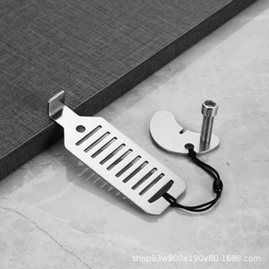 Tope de puerta portátil de acero inoxidable plateado, montaje en suelo, diseño minimalista para seguridad en hoteles y hogares, uso antirrobo - Product Image 3