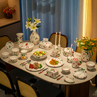 Hoogwaardig onderglazuur keramisch servies, origineel handgeschilderd aardbeienontwerp, Chaozhou export naar het buitenland