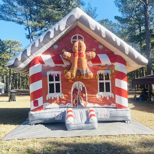 Château gonflable de Noël pour enfants, structure de saut gonflable commerciale en forme de pain d'épices pour les fêtes de Noël en plein air - Product Image 1