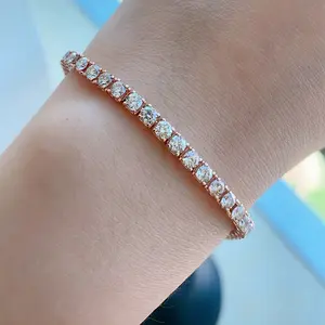 CMB006 5.20ct 17cm 18K 골드 진짜 천연 다이아몬드 테니스 체인 팔찌 라운드 브릴리언트 컷 H VS 다이아몬드 팔찌