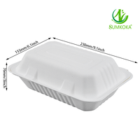 Boîte à clapet laminée anti-graisse SUMKOKA 9*6 pouces, conteneur alimentaire jetable pour salade, collation, repas à emporter