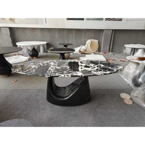Tavolino <span class=keywords><strong>da</strong></span> Caffè in Marmo Bianco e Nero Stile Italiano Moderno, Arredamento in Pietra Naturale Personalizzato per Soggiorno e Hotel - Product Image 3