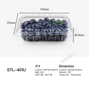 Caixa de Embalagem para Frutas Frescas Personalizada de Fábrica a Preço Acessível, Caixa Clamshell, Recipiente de Plástico para Mirtilos - Product Image 3