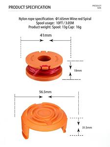 WA0010 WA0004 20PCS Cabezal de recortadora con carrete de repuesto, línea de nailon de 1.6mm y 10FT/3.05M para recortadoras Worx WG151 WG163 WG170 - Product Image 3