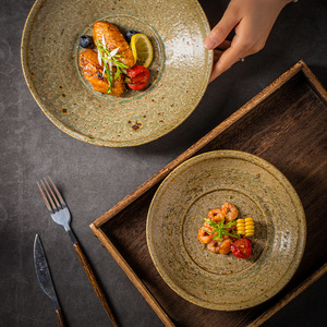 Quyến rũ handmade nâu mộc mạc gốm bộ đồ ăn tái chế Hoàng Gia tấm và bát bộ - Product Image 3