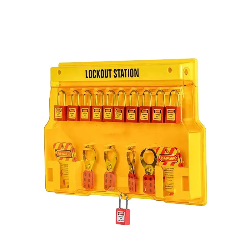 Elecpopular EP-B102 14 Padlock Clips Safety Advanced Lockout Tagout Station with Dustproof Transparent Cover