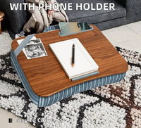 Support portable design pour ordinateur portable et téléphone – Rayures fléchées – Matériau MDF – Compatible avec les ordinateurs portables de 15,6 pouces – Style élégant