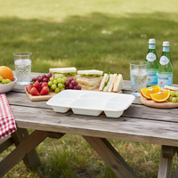 Couvercle de boîte à lunch jetable 100 % écologique et biodégradable 9"x6" en bagasse de canne à sucre pour l'emballage rapide des aliments destiné aux restaurants