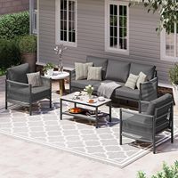 Set Furnitur Teras Luar Ruangan dari Paduan Aluminium, Kombinasi Resepsi Teras Modern, Cocok untuk Balkon dan Beranda