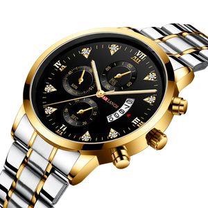 Montre à quartz multifonction pour homme, chronographe, 3 sous-cadrans, étanche, lumineuse, bracelet en acier inoxydable - Product Image 3