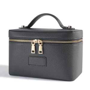 Organisateur de voyage de grande capacité, nouvelle boîte de rangement portable pour pinceaux de maquillage, trousse de toilette en cuir PU, sacs à cosmétiques de couleur noire - Product Image 1