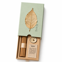 Boîte à encens personnalisée avec incrustation de feuilles naturelles, logo en relief, plateau en kraft, cadeau zen, OEM