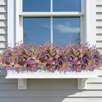 Plantes artificielles d'extérieur, 20 lots, en tissu mat, fausses plantes pour jardinières extérieures, verdure réaliste de Coleus, fleurs violettes