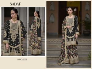 Vente en gros de robe d'occasion spéciale brodée de chinon lourd Palazzo Salwar Kameez avec séquence de travail disponible différentes quantités - Product Image 4
