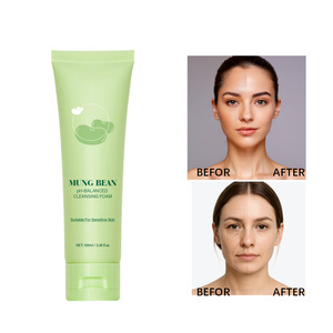 Espuma limpiadora facial vegana hidratante y blanqueadora de frijol mungo, marca propia, cuidado de la piel orgánico. - Product Image 3