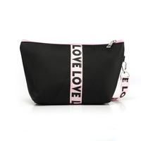 Pochette de voyage personnalisée pour femme, rouge, avec fermeture éclair, imprimé lettres, légère, pour cosmétiques et maquillage, avec poignée souple, taille moyenne