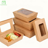 Boîte en papier kraft biodégradable personnalisée avec revêtement UV, gaufrage, doublure en éponge et fenêtre transparente pour cupcakes, pâtisseries et brownies