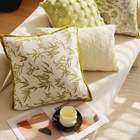 Fabrik preis Luxus 18x18 Zoll Green Throw Kissen bezug Neutral Chenille Floral Jacquard Kissen bezüge