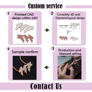 Hiphop Moissanite colgante Bling letra encanto Collar personalizado 925 Plata VVS diamante Moissanie letra Colgante con cadena - Product Image 5