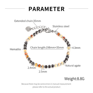 TG Bijoux à la mode Cadeaux Bracelets faits à la main en acier inoxydable pierre naturelle perlée <span class=keywords><strong>hématite</strong></span> et Lapis Lazuli - Product Image 3