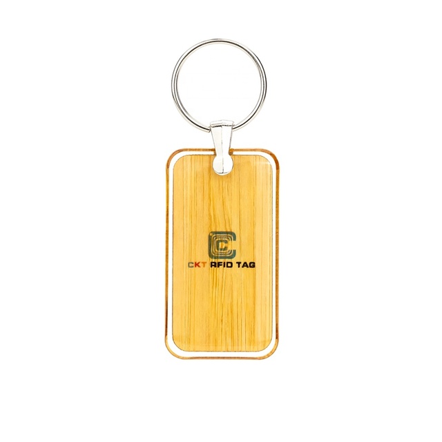 CKT Wholesale Customized NFC Epoxy Keychain Rewritable NFC Wooden Door Lock Key