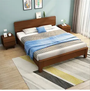 Solid Wooden Bed In Queen King Size With oak In Customized Color