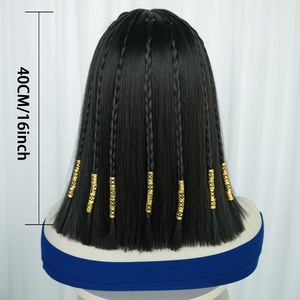 <span class=keywords><strong>Disfraz</strong></span> <span class=keywords><strong>de</strong></span> Halloween para Mujer, Accesorios <span class=keywords><strong>de</strong></span> <span class=keywords><strong>Cleopatra</strong></span> Egipcia, Peluca Negra Corta y Lisa, TRAD-011 - Product Image 3