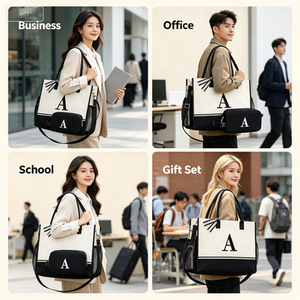Bolsa de Lona Personalizada con Iniciales, Borlas, Regalo Perfecto para Bodas, Cumpleaños, Playa, para Mujeres, Madres, Maestras, Amigas, Negra - Product Image 6