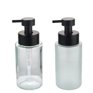 Bottiglia di sapone per le mani per la pulizia del liquido in vetro ambrato smerigliato 8 Oz monouso personalizzato con pompa in schiuma