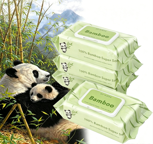Bamboo Fiber Wipes Biodegradable 80Pcs/ Pack Baby Wipes Soft Organic Wet Tissue