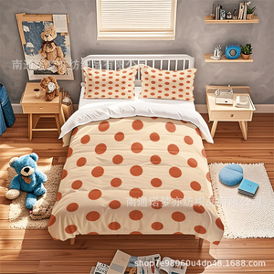 Juego de Ropa de Cama Xzl Minimalista con Estampado de Puntos Caramelo, 1.8m, Impresión Digital, Suave, para Todas las Temporadas - Product Image 1