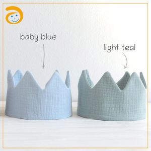 Cappello di compleanno all'ingrosso in cotone per bambini decorazione festa di compleanno corona mussola in tessuto di cotone per neonati fascia per capelli per bambini corona di compleanno - Product Image 5