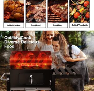 Barbecue à charbon de bois de luxe moderne et robuste avec fumoir décalé et cheminée sur chariot pour jardin - Product Image 6