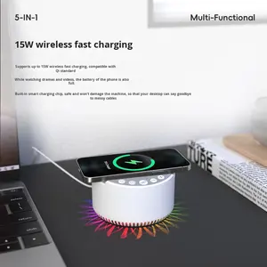 Lecteur d'aide au sommeil multifonction Chargeur sans fil 15W Bruit blanc Appareil de sommeil Lumière RVB Haut-parleur Bluetooth portable - Product Image 3