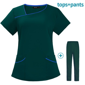 Set Uniformi Infermieristiche in Offerta: Completi Ospedalieri Elasticizzati con Top e Pantaloni, Set Scrub a Due Pezzi per Donne - Product Image 2