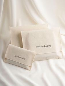 Custom Logo Printed <b>White</b> Cotton Twill <b>Envelope</b> Jewelry Gift Pouch With Ribbon Luxury <b>Envelope</b> Dust Bag for Handbag - Product Image 6