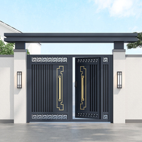 Nouvelle Porte de Villa Moderne Simple et Durable en Alliage d'Aluminium, Porte de Jardin Sculptée, Porte de Garage Double Face, Porte à Battant Manuelle pour Cour