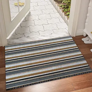 Colorful Custom Printed Anti-slip Striped Rectangle Doormat Floor Teslin PVC Coil Loop Mats Door Mats