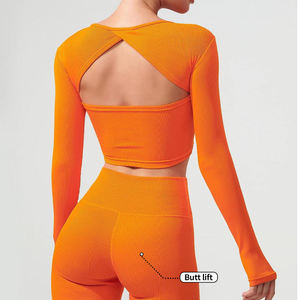 Legging de gymnastique à logo personnalisé en gros Soutien-gorge de sport à impact élevé Vêtements de yoga à manches longues Ensembles de fitness et de gymnastique - Product Image 2