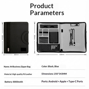 พาวเวอร์แบงค์แบบพกพาขนาด A4 พร้อมโลโก้ LED ดีไซน์ตามสั่ง OEM/ODM ความจุ 8000mAh พร้อมซองหนังแบบพกพาสำหรับชาร์จ <span class=keywords><strong>ใช้</strong></span>เป็นของขวัญส่งเสริมการขาย สมุดโน้ต - Product Image 2
