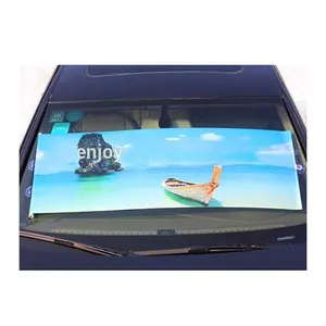 Retractable car sunshade with custom loge printing