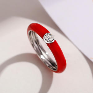 Anelli di Moda F1674 Unisex con Gemme, Anelli con Incastonatura a Castone, Zirconia Cubica Creata in Laboratorio, Pietra Rotonda, Gioielli Regalo - Product Image 2