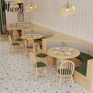 Meubles en rotin en forme de U en bois massif de haute qualité, canapés en cuir, meubles pour hôtels, cafés et restaurants, ensembles de tables et de chaises - Product Image 4