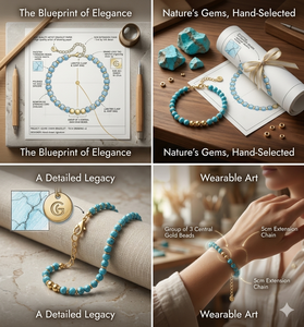 Fashion Blue Turquois Beaded Chain <b>Bracelet</b> for Women <b>Copper</b> Plated 18K Gold Lady <b>Bracelet</b> Handmade Natural Stone Jewelry - Product Image 3