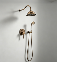 Ensemble de douche antique HONGDEC en laiton massif avec pommeau de douche pluie et douchette à main en céramique, système de douche double fonction