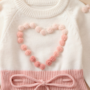 Combinaison en tricot pour bébé <span class=keywords><strong>fille</strong></span>, combinaison à manches longues brodée, vêtements d'automne pour bébé <span class=keywords><strong>fille</strong></span> - Product Image 4