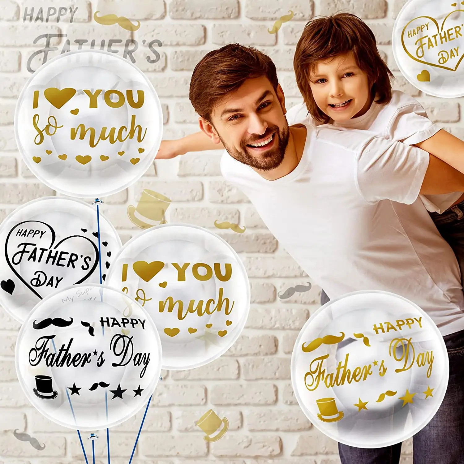 Selamat Hari Ayah Label Balon Stiker Surat Balon Stiker Pesta Stiker untuk DIY Balon Transparan Hari Ayah